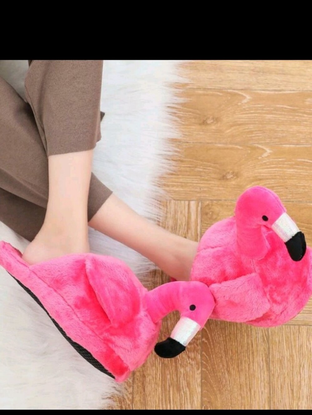 Pink Plush Flamingo Slippers 🆕✨🍓🩷